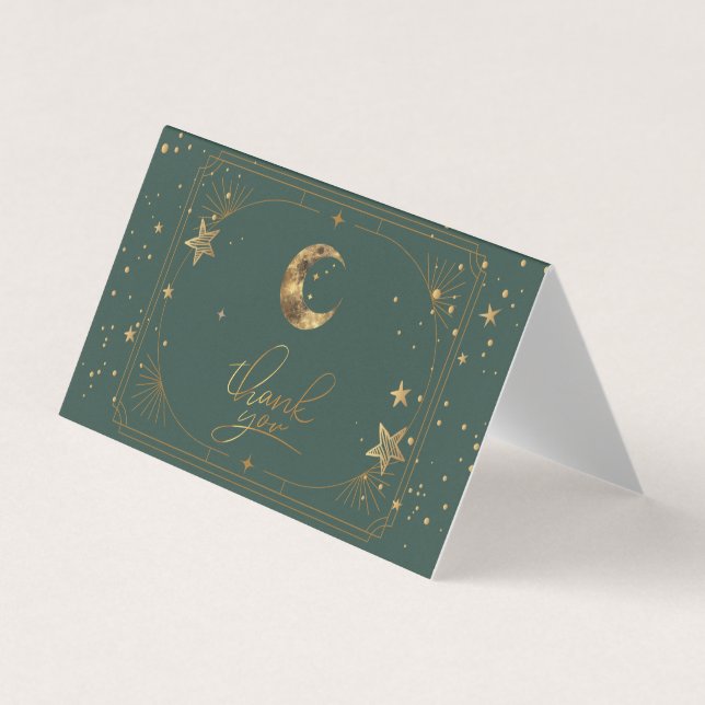 Cartão De Visita Celestial Moon Stars Frame Thank You Card (Frente)