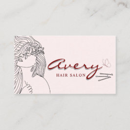 Cartão De Visita Celestial Tarot Pink Lines Cabelo Salão Clássico