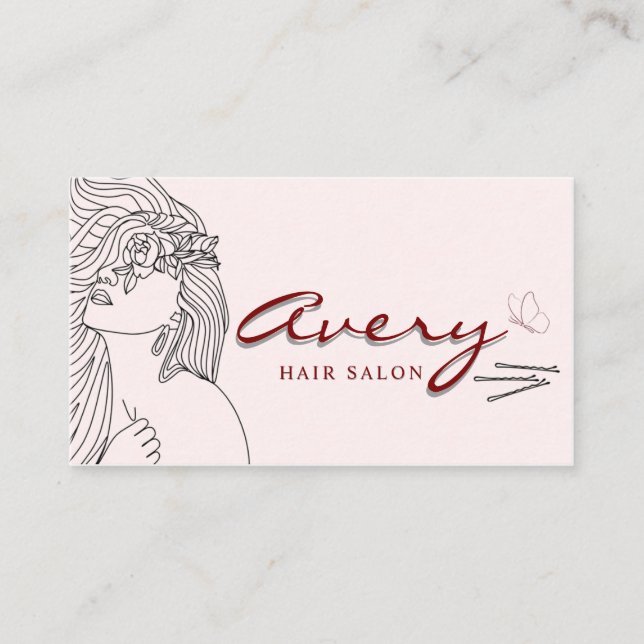 Cartão De Visita Celestial Tarot Pink Lines Cabelo Salão Clássico (Frente)