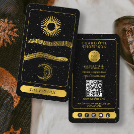 Cartão De Visita Celestial Tarot Reader Dourado Cobra Psicico
