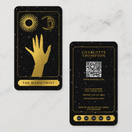 Cartão De Visita Celestial Tarot Sun Moon Nail Técnico Dourado