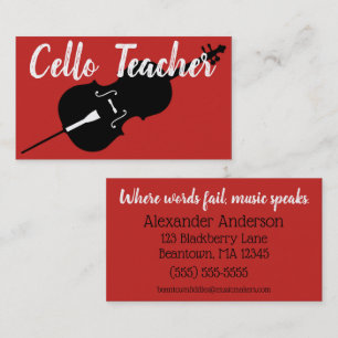 Cartão De Visita Cello Teacher Cello Lessons Personaliza