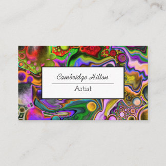 Cartão De Visita Células de pintura digital coloridas, Arte fluida