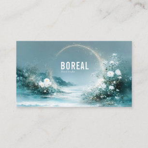 Cartão De Visita Cena Aquática Celestial Radiante e Floral Branca