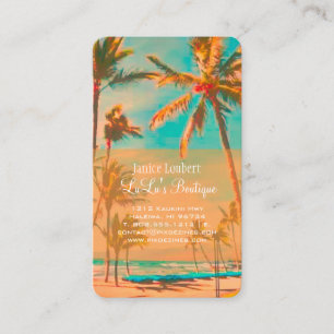 Cartão De Visita Cena de praia havaiana vintage PixDezines