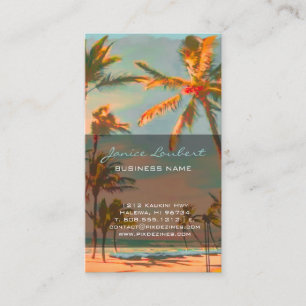 Cartão De Visita Cena de praia havaiana vintage PixDezines