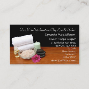 Cartão De Visita Cena de Salão de Spa/Massagem/Pedicure Preto/Color