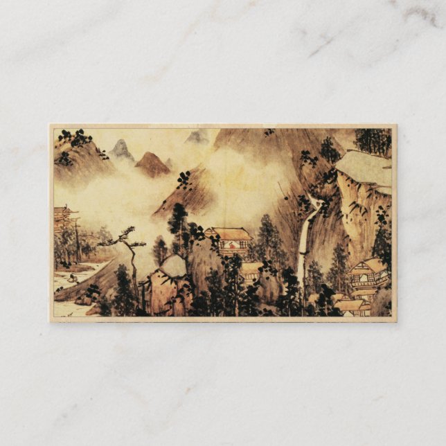 Cartão De Visita Cenário da paisagem da pintura de Sumi-e do chinês (Frente)