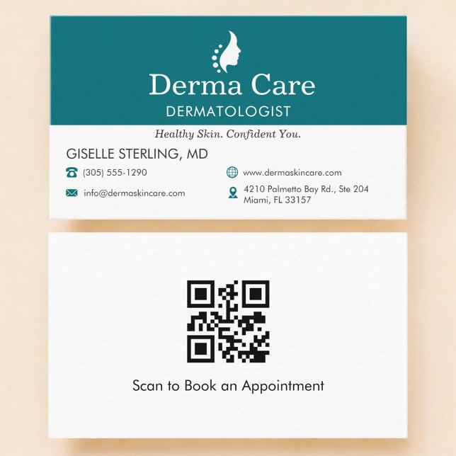 Cartão De Visita Centro de Cuidados com a Pele QR Code Dermatologis (Criador carregado)
