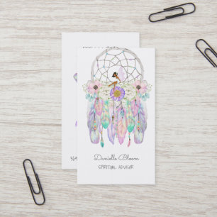 Cartão De Visita Cercador de Sonhos Fada Étnica Boho Flechas Penas