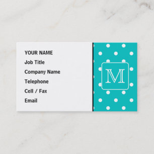 Cartão De Visita Cerceta e teste padrão de bolinhas branco.