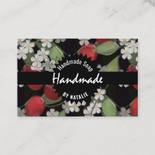 Cartão De Visita Cereja do azulejo 3D e flor líquidas de vidro Flo