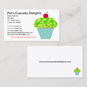 Cartão De Visita Cereja no cupcake superior da baunilha do fosco do