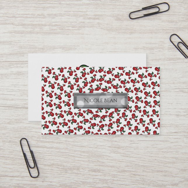 Cartão De Visita Cerejas Vermelhas Brancas (Qualquer Cor) Frutadas  (Frente/Verso In Situ)