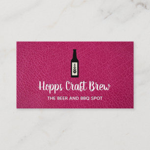 Cartão De Visita Cerveja  Loja de bebidas  Couro Rosa Quente