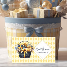 Cartão De Visita Cesta de Presentes Azul Marinho e Amarelo