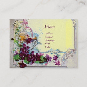 Cartão De Visita Cesta Floral Romântica Pensamentos, Violetas, Inve