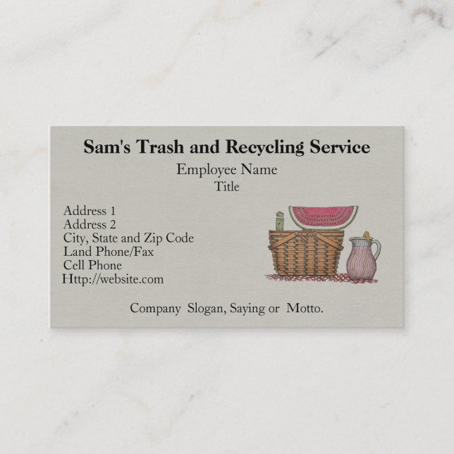 Cartão De Visita Cesta & melancia do piquenique (Frente)