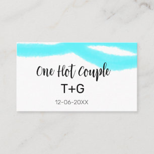 Cartão De Visita Céu aqua azul pastel um casal quente adicionar nom