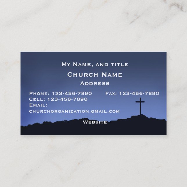 Cartão De Visita Céu azul da igreja/silhueta religiosa da cruz do (Frente)