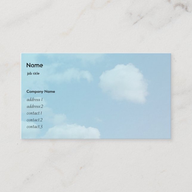Cartão De Visita céu azul e nuvens brancas (Frente)