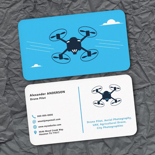 Cartão De Visita Céu Azul - Piloto de Drone (Blue Sky - Drone Pilot Business Card)