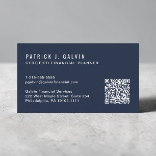 Cartão De Visita CFP Certified Financial Planner Código QR Azul