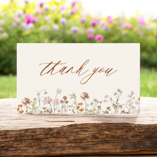 Cartão De Visita Chá de Bebê Terracota de Flores Silvestres