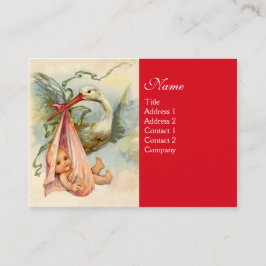 Cartão De Visita CHÁ DE FRALDAS DE GAROTA COM CARTAZ Vermelho Rosa