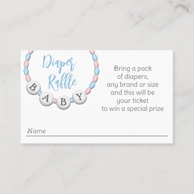 Cartão de visita Chá de fraldas Raffle de fralda (Frente)
