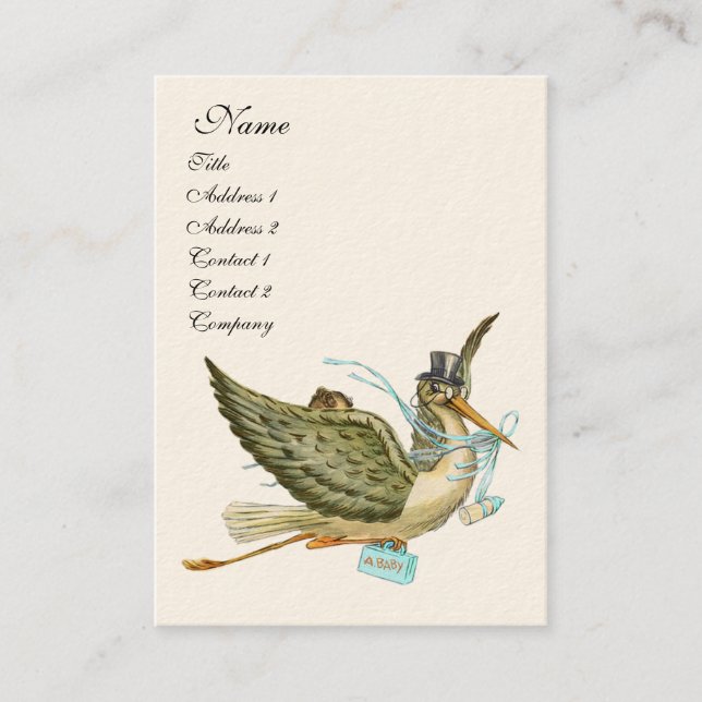 Cartão De Visita CHÁ DE FRALDAS STORAGE Azul Branco (Frente)