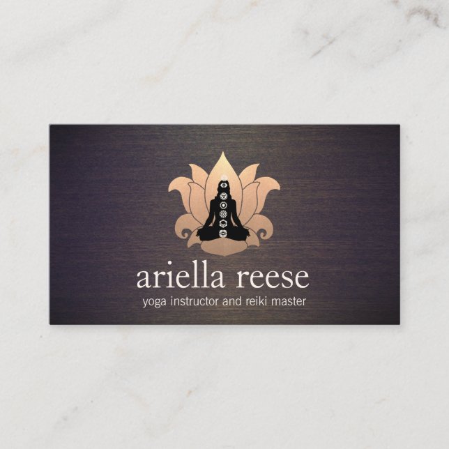 Cartão De Visita Chakra Lotus Yoga e Instrutor de Meditação Madeira (Frente)