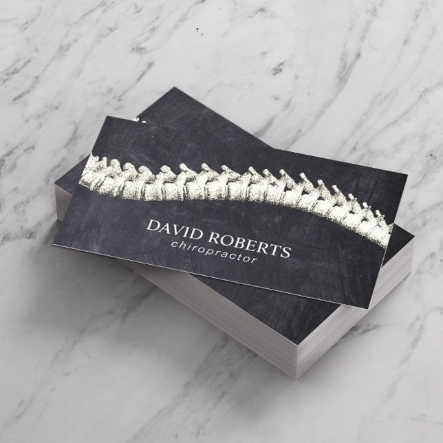 Cartão De Visita Chalkboard Chiropractor Terapêutica Espiral Chirop (Criador carregado)