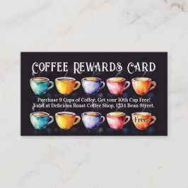 Cartão De Visita Chalkboard Coffee Shop Rewards Loyalty Punch Card