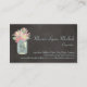 Cartão De Visita Chalkboard Daisies Rosas Rustic Mason Jar Floral (Verso)