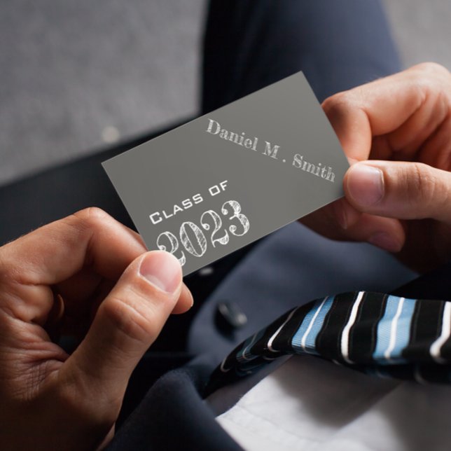 Cartão De Visita Chalkboard look 2023 - placa de nome de graduação (Criador carregado)