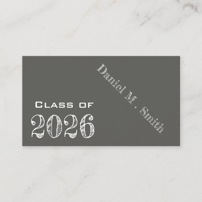 Cartão De Visita Chalkboard look 2026 - placa de nome de graduação (Frente)