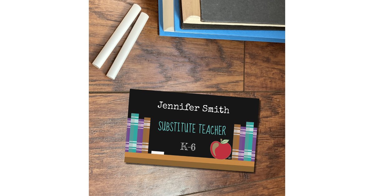 Cartão De Visita Chalkboard Substitute Teacher Business Cards | Zazzle ...