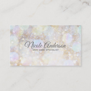Cartão De Visita Champagne Rainbow Bokeh Glitter Glam Trendy Modern