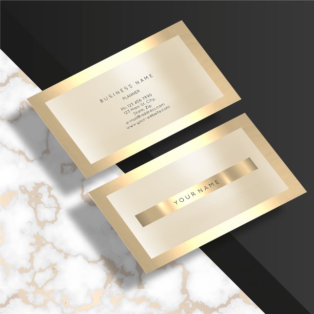 Cartão De Visita Champaing Dourado Vidro Frame Metálico Mínimo (Champaign Gold Glass Frame Metallic Minimal Ivory Business Card)
