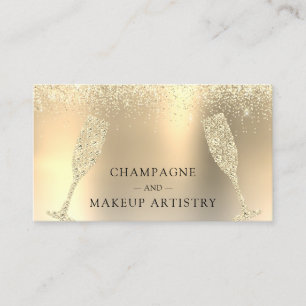 Cartão De Visita Champanhe e Folha de Ouro Makeup