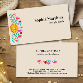 Cartão De Visita Champanhe Floral Fiesta Mexicano Vibrant