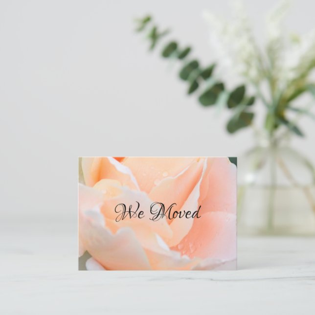 Cartão De Visita Change of Address Card – Elegant Peach Rose (Em pé/Frente)