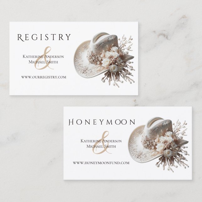 Cartão De Visita Chapéu branco de vaqueira com floricultura Registr (Frente/Verso)