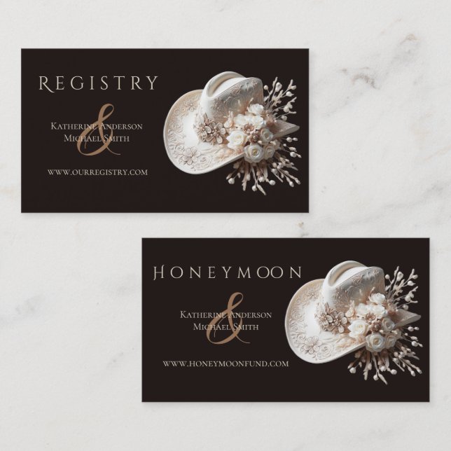 Cartão De Visita Chapéu branco de vaqueira com floricultura Registr (Frente/Verso)