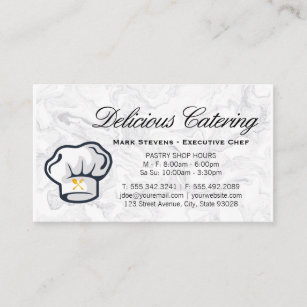 Cartão De Visita Chapéu de Chef  Silverware  Fundo Marble