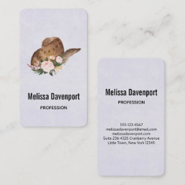 Cartão De Visita Chapéu de Cowgirl Brown com Flores Rosa