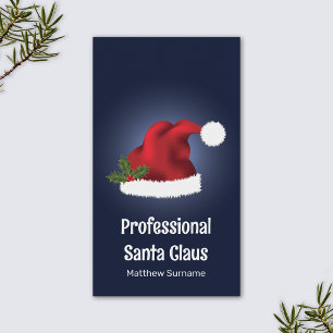 Cartão De Visita Chapéu Vermelho de Papai Noel no Azul - Serviço Pr