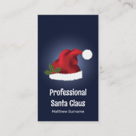 Cartão De Visita Chapéu Vermelho de Papai Noel no Azul - Serviço Pr