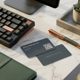 Cartão De Visita Charcoal Minimal QR Code Tech Founder Startup 